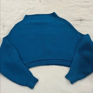 Free People Teal Off-the-Shoulder Sweater